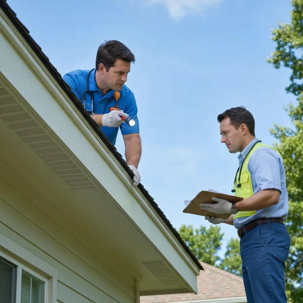 Home inspector assessing a house's exterior during a home inspection process